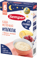 Каша Semper (Сэмпер) молочная Мультизлак с бананом, малиной, йогуртом, 180 г