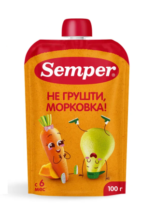 Пюре Semper (Сэмпер) Яблоко, груша, морковь, тыква, 100 г