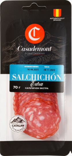Колбаса Сальчичон экстра сыровяленая полусухая нарезка, 70 г 