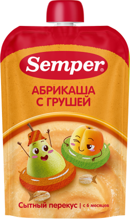 Пюре Semper (Сэмпер) Груша и абрикос с кашей, 120 г