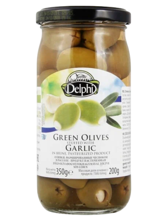 Оливки фаршированные чесноком, 350 г