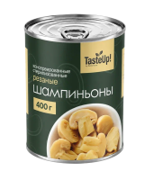 Шампиньоны резаные консервированные, 425 мл/ 400 г (масса продукта 200 г)