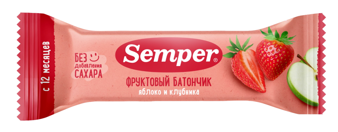 Фруктовый батончик Semper (Сэмпер) Яблоко и клубника, 15 г