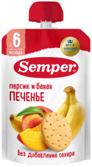 Пюре Персик и банан с печеньем, 100 г