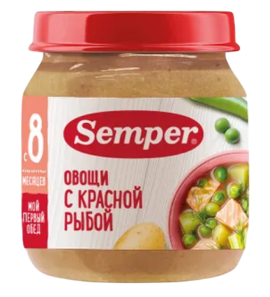 Пюре Semper (Сэмпер) Овощи с красной рыбой, 100 г
