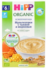 Каша HiPP (Хипп) безмолочная Мультизлаки с тыквой и морковью, 200 г