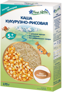 Каша FLEUR ALPINE безмолочная кукурузно-рисовая,175 г