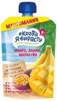 Пюре детское Манго, банан, маракуйя, яблоко без сахара с 8 мес, 180 г