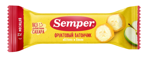 Фруктовый батончик Semper (Сэмпер) Яблоко и банан, 15 г