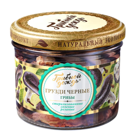Грузди черные соленые резаные стерилизованные, 200 г (масса продукта 100 г)