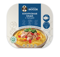  Каша кукурузная с филе-кусочками тунца полосатого с овощами,  230 г