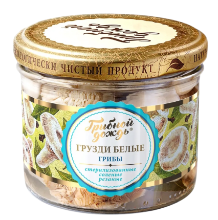 Грузди белые соленые резаные стерилизованные,  200 г (масса продукта 100 г)