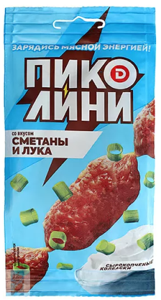 Колбаски Пиколини со вкусом Сметаны и Лука полусухие сырокопченые, 50 г