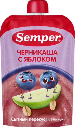 Пюре Яблочно-Черничное с кашей, 120 г