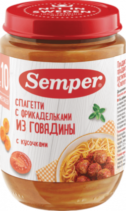 Пюре Semper (Сэмпер) Спагетти с фрикадельками из говядины, 190 г 