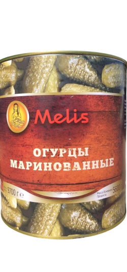 Огурцы маринованные (целые), нетто 9,7 кг, масса осн. продукта 5,6 кг