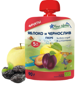 Пюре FLEUR ALPINE яблоко-чернослив 90г (пауч)
