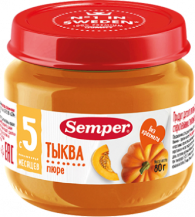Пюре Semper (Сэмпер) Тыква, 80 г