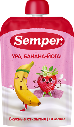 Пюре Semper (Сэмпер) Банан и клубника с йогуртом, 100 г