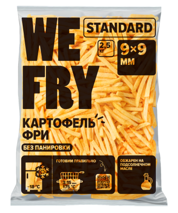 Картофель фри без панировки 9х9 мм (F79) быстрозамороженный Standard We Fry, 2,5 кг