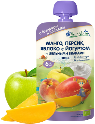 Пюре Fleur Alpine (Флер Альпин) Манго, персик, яблоко с йогуртом, 120 г