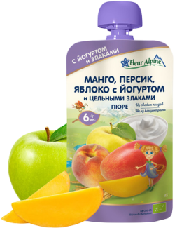 Пюре Fleur Alpine (Флер Альпин) Манго, персик, яблоко с йогуртом, 120 г