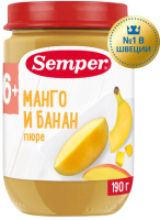 Пюре фруктовое Манго и банан без сахара с 6 мес, 190 г