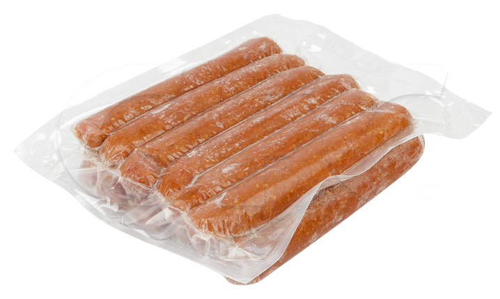 Колбаски для хот-догов говяжьи варено-копченые салями замороженные, около 1 кг