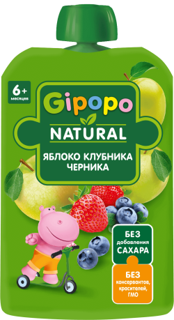 Пюре Яблоко, Клубника, Черника, 90 г