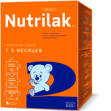Смесь молочная сухая Nutrilak Basic (Нутрилак Базик) 2 адаптированная, 600 г