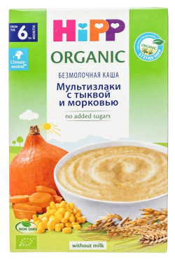 КашаHiPP (Хипп) безмолочная Мультизлаки с тыквой и морковью, 200 г
