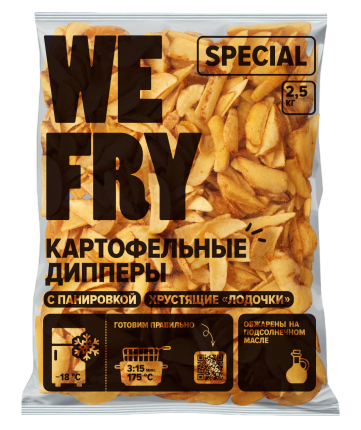 Картофельные Дипперы с панировкой (D01) быстрозамороженные Special We Fry, 2,5 кг