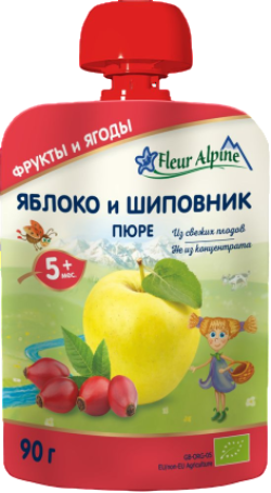 Пюре FLEUR ALPINE яблоко-шиповник 90г (пауч)
