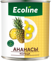 Ананасы кольца в легком сиропе, 565 г (масса прод. 340 г)