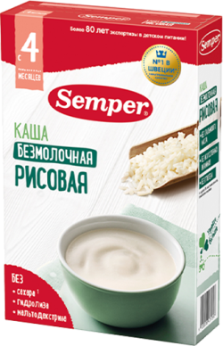 Каша Semper (Сэмпер) безмолочная Рисовая, 180 г