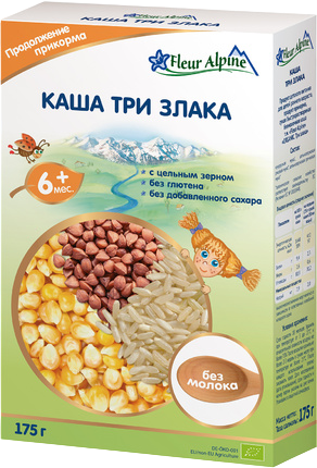 Каша Fleur Alpine (Флер Альпин) безмолочная Три злака, 175 г