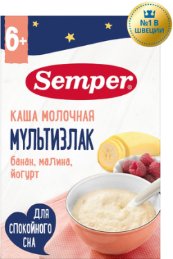 Каша молочная мультизлак с бананом, малиной, йогуртом с 9 мес, 180 г