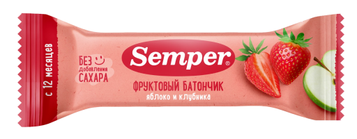 Фруктовый батончик Semper (Сэмпер) Яблоко и клубника, 15 г