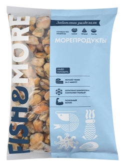 Мясо мидий 200-300 варено-мороженое глазированное, 1 кг