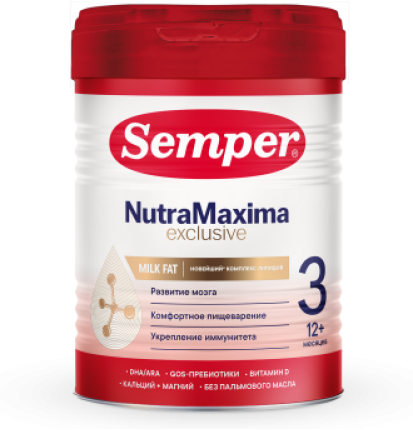 Напиток молочный сухой Semper NutraMaxima Exclusive (Сэмпер НутраМаксима Эксклюзив) 3, 800 г