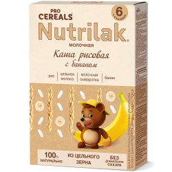 Каша Нутрилак Premium Рисовая с бананом PROCEREALS молочная цельнозерновая, 200г