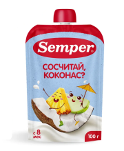 Пюре Semper (Сэмпер) Яблоко, банан, ананас, кокос, 100 г