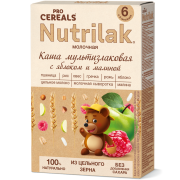 Каша Nutrilak (Нутрилак) PROCEREALS молочная Мультизлаковая c яблоком и малиной цельнозерновая, 200 г