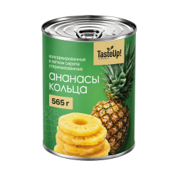 Ананасы кольца в легком сиропе, 565 г (масса продукта 340 г)