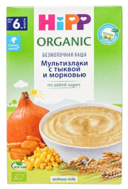 Каша HiPP (Хипп) безмолочная Мультизлаки с тыквой и морковью, 200 г