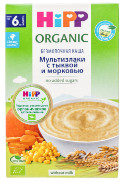 Каша HiPP (Хипп) сухая безмолочная Мультизлаки с тыквой и морковью, 200 г