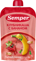 Пюре Сэмпер бананово-клубничное с кашей, 120 г