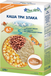 Каша Fleur Alpine (Флер Альпин) безмолочная Три злака, 175 г