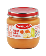 Пюре Semper (Сэмпер) Груша, банан, морковь, 120 г