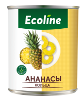 Ананасы кольца в легком сиропе, 830 г (масса продукта 430 г)